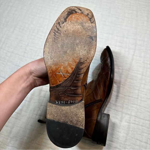 Mark Mason Rock Lives Mens 8.5 Leather Zip Up Boots Made In Italy Embroidered - Picture 8 of 13